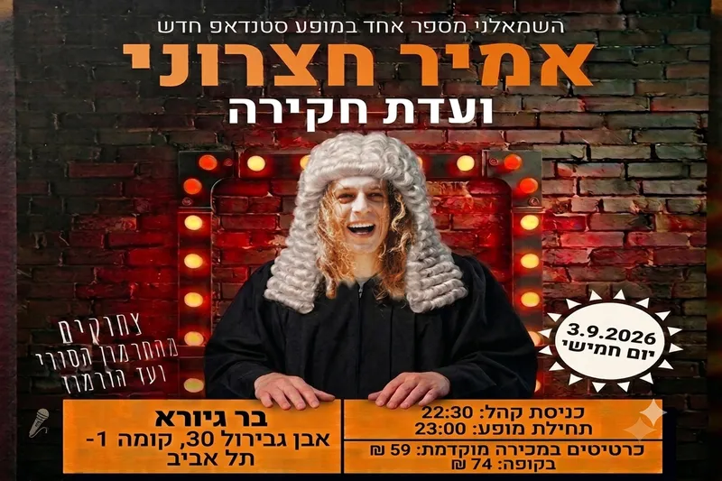 אמיר חצרוני במופע סטנדאפ "ועדת חקירה"