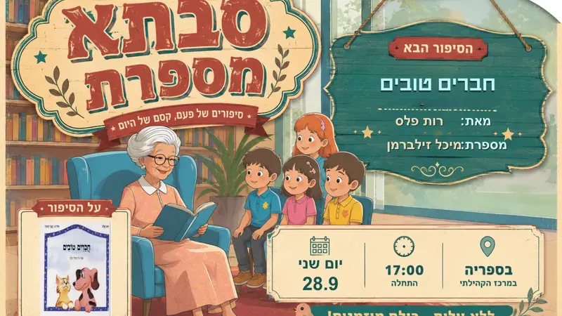 סבתא מספרת - חברים טובים מאת רות פלס. עם סבתא מיכל זילברמן. 28.9 17:00 בספריה