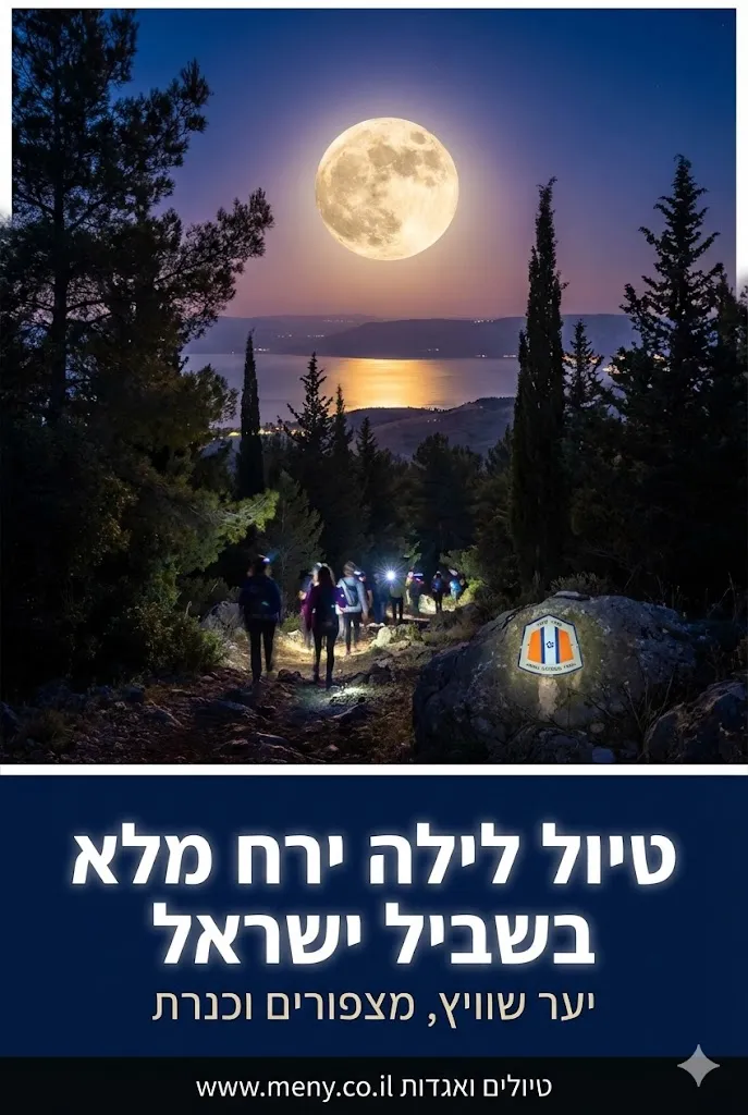 שישי 3/7: מיטיבי לכת ירח מלא שביל ישראל יער שוויץ מעל הכנרת עד סכר אלומות
