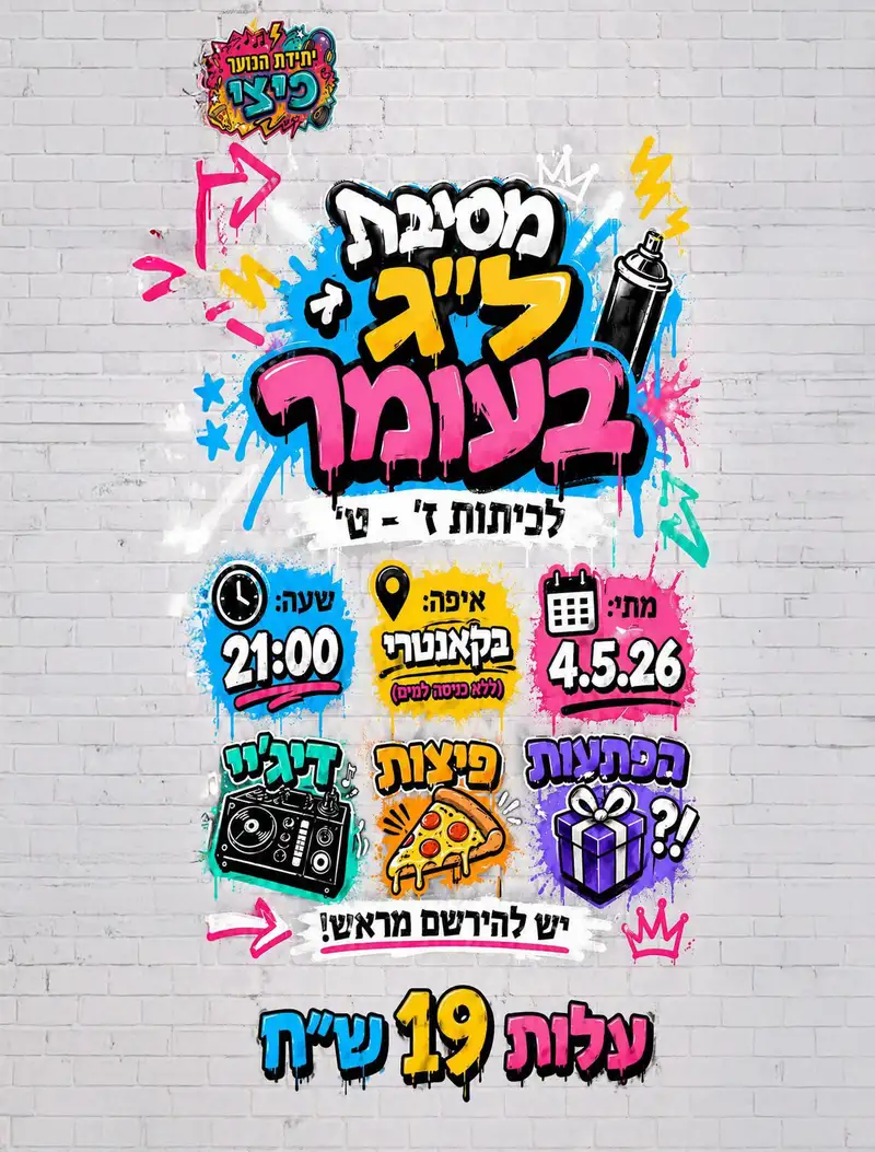 שם הופעה/אירועמסיבת ל"ג בעומר לכיתות ז-ט