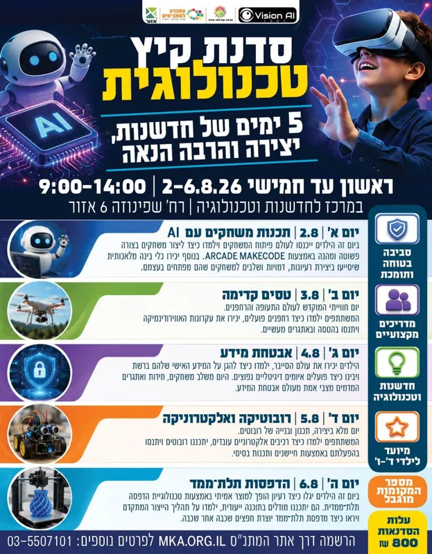 סדנת קיץ טכנולוגית - 02/08/2026