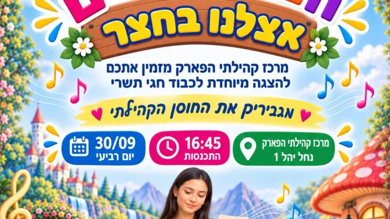 "אצלנו בחצר": הצגה מיוחדת לחגי תשרי לילדים (מיועד לגילאי 4-8) - שכונת הפארק