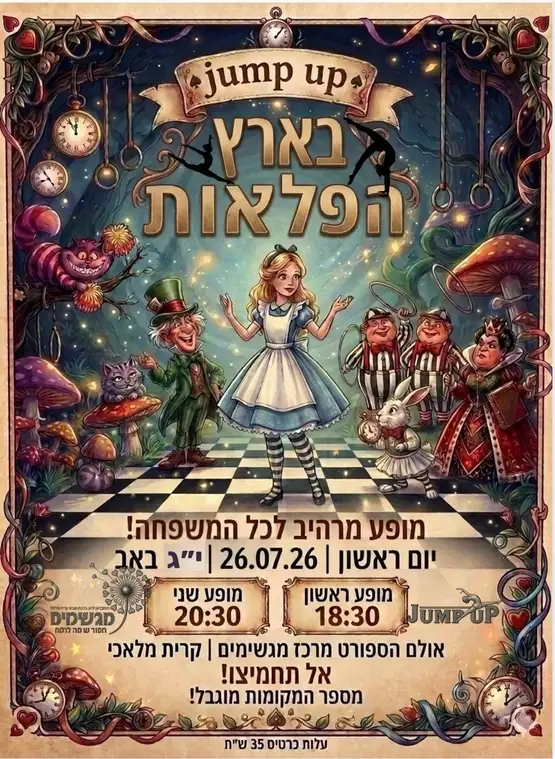 JUMP UP בארץ הפלאות 26.07.26 מופע התעמלות קרקע