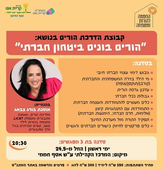 קבוצת הדרכת הורים: הורים בונים ביטחון חברתי