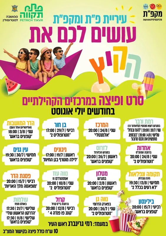 שם הסרט: קופצים בראש - סרט ופיצה במרכז קהילתי עין גנים