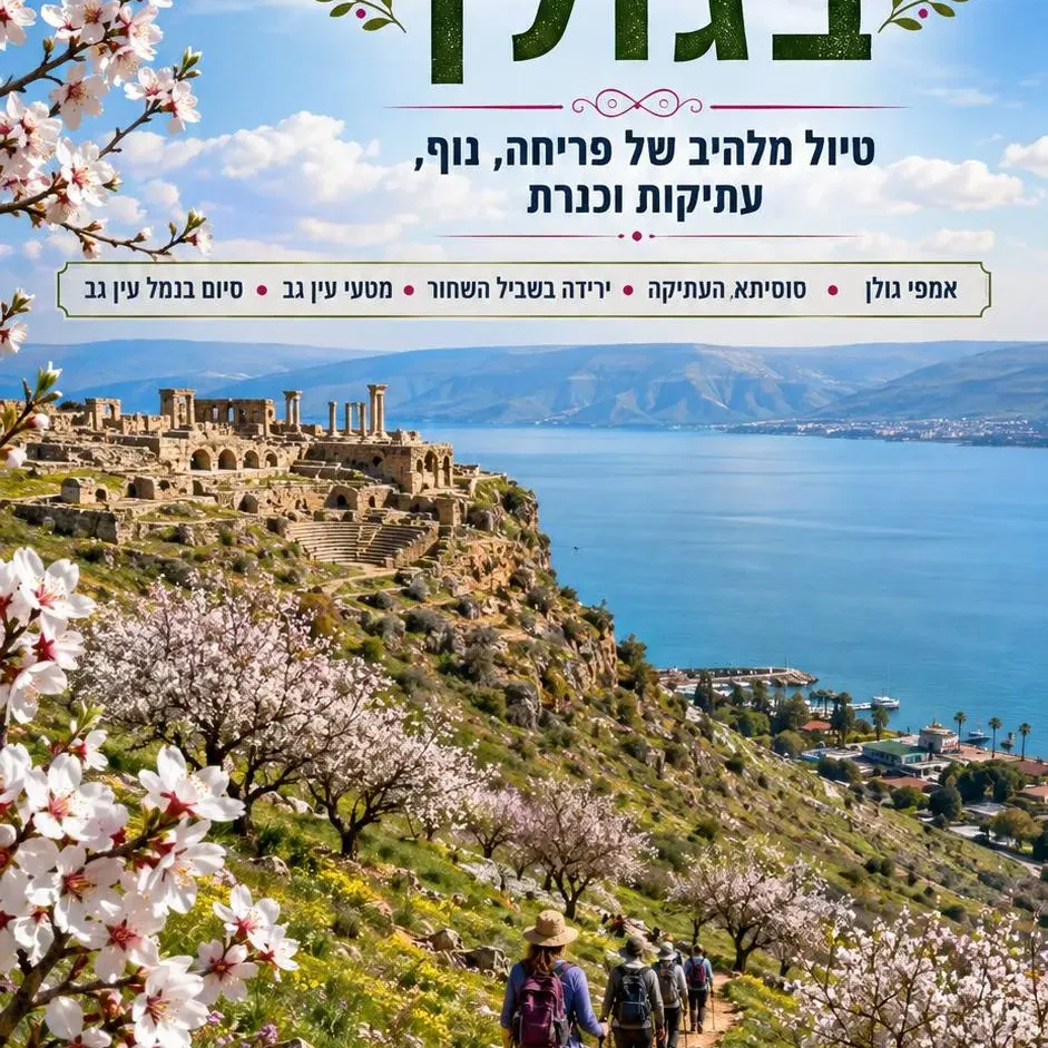 שבת 30/1: טיול ט"ו בשבט בין שקדיות מאמפי גולן, סוסיתא, ועד נמל עין גב בכנרת