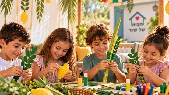 סוכות בקהילה - פעילות יצירה – ארבעת המינים בסוכה של הבית של שימי