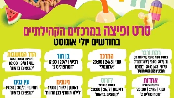 שם הסרט: אלמנטלי - סרט ופיצה במרכז קהילתי המרכז
