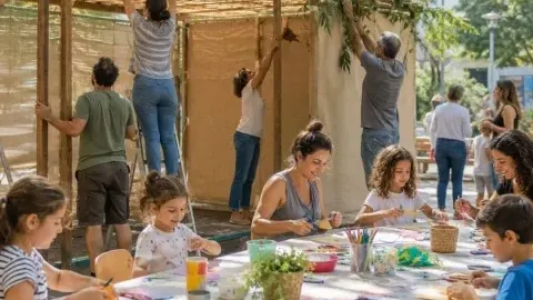 בניית סוכה קהילתית