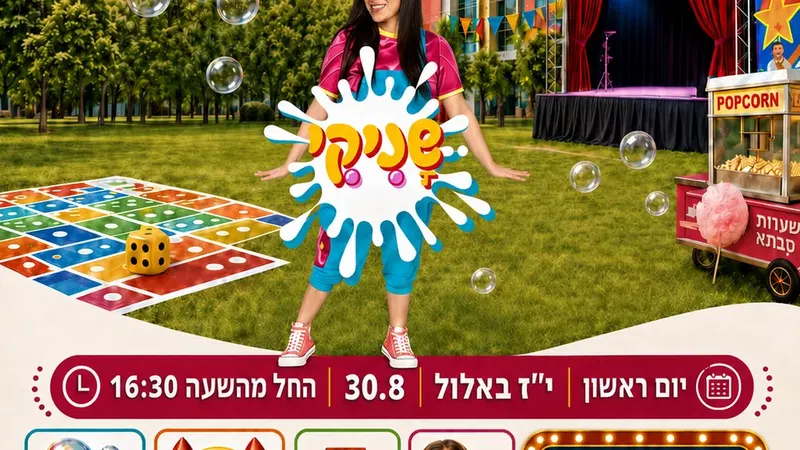 מרכז תנופה- הפנינג סוף הקיץ עם שניקי כוכבת הילדים/ ראשון 30.8/ שעה 16:30